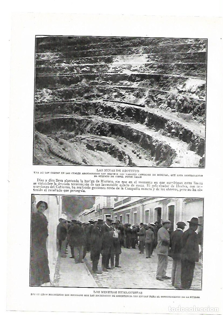 Collecting paper: A&Ntilde;O 1913 RECORTE PRENSA MINERIA MINAS DE RIOTINTO HUELGA MINEROS HUELGUISTAS