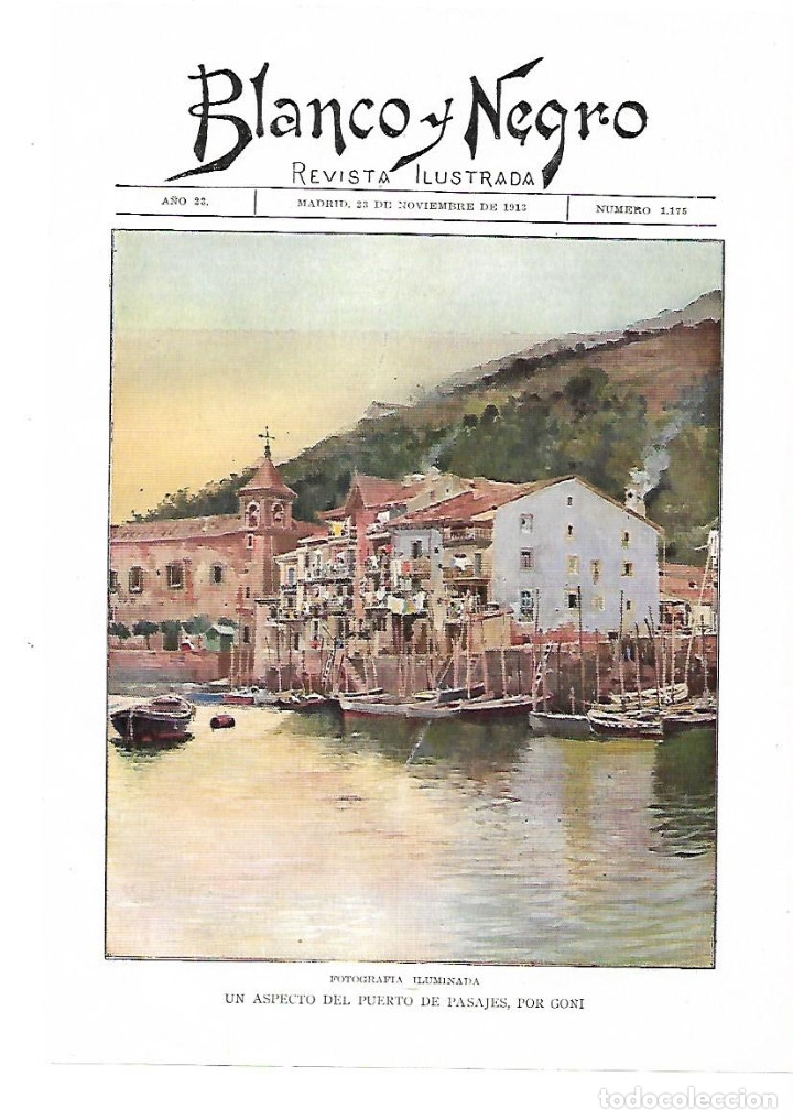 Sammelleidenschaft Papier: A&Ntilde;O 1913 RECORTE PRENSA FOTOGRAFIA ILUMINADA UN ASPECTO PUERTO DE PASAJES POR GO&Ntilde;I