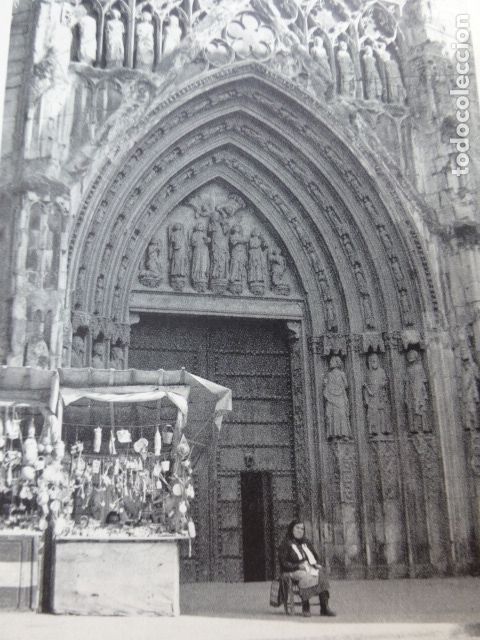 Sammelleidenschaft Papier: VALENCIA CATEDRAL PUERTA DE LOS APOSTOLES ANTIGUA LAMINA HUECOGRABADO A&Ntilde;OS 50