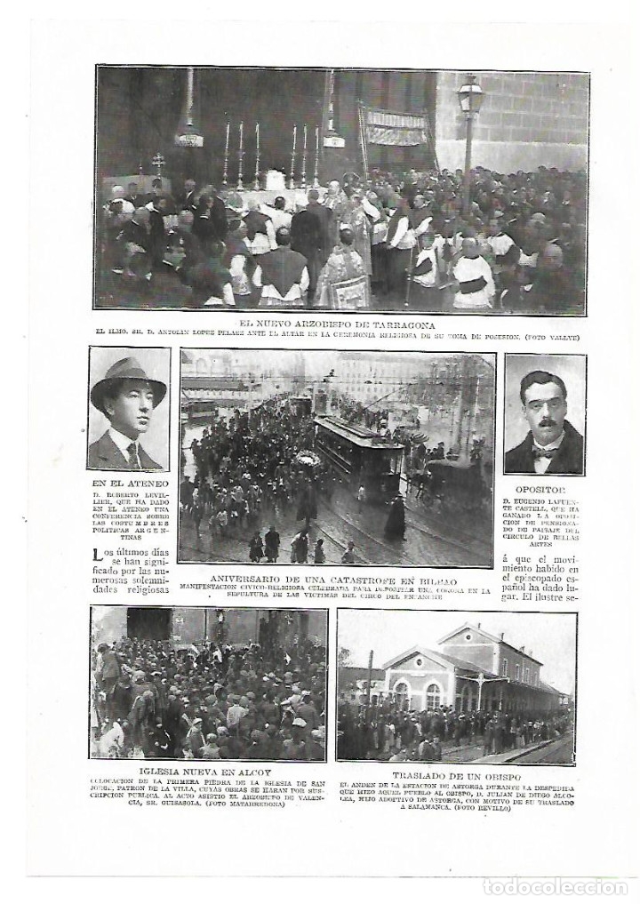 Colecionismo: A&Ntilde;O 1913 RECORTE PRENSA ALCOY COLOCACION PRIMERA PIEDRA NUEVA IGLESIA DE SAN JORGE
