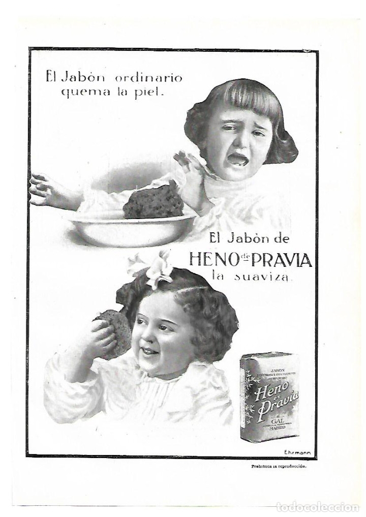Coleccionismo: A&Ntilde;O 1913 RECORTE PRENSA PUBLICIDAD PASTILLA DE JABON HENO DE PRAVIA