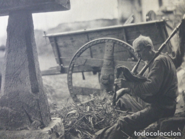 Collectionnisme: ASTURIAS GAITERO ASTURIANO ANTIGUA LAMINA HUECOGRABADO A&Ntilde;OS 30