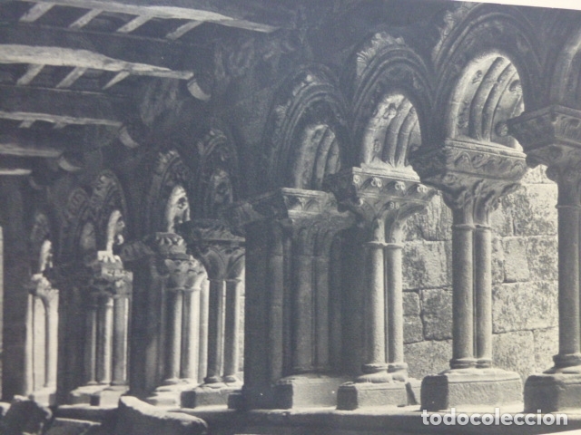 Sammelleidenschaft Papier: SANTIAGO DE COMPOSTELA SANTA MARIA DEL SAR CLAUSTRO ANTIGUA LAMINA HUECOGRABADO A&Ntilde;OS 40