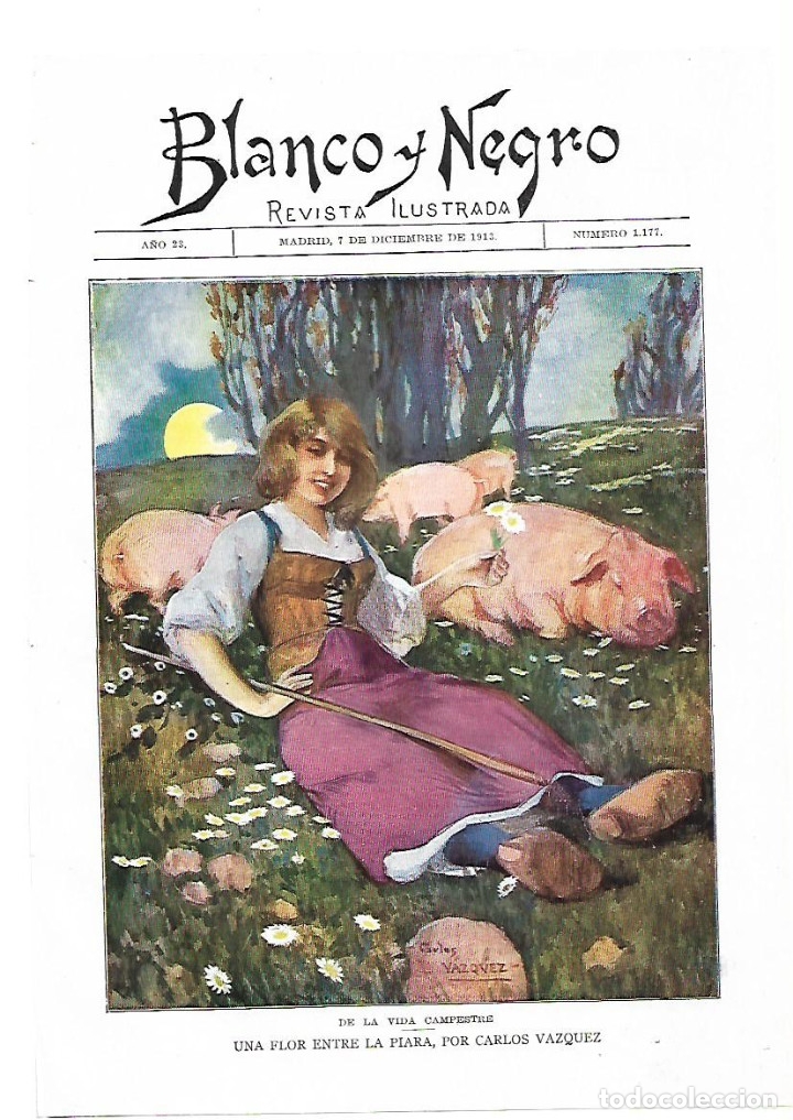 Collecting paper: A&Ntilde;O 1913 RECORTE PRENSA PINTURA DIBUJO REPRODUCCION UNA FLOR ENTRE LA PIARA CARLOS VAZQUEZ