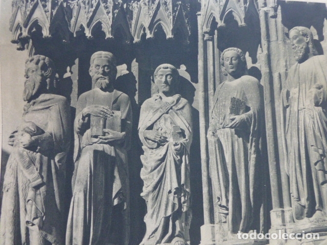 Colecionismo: TARRAGONA CATEDRAL APOSTOLES ANTIGUA LAMINA HUECOGRABADO A&Ntilde;OS 40
