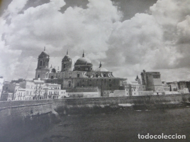Coleccionismo: CADIZ VISTA ANTIGUA LAMINA HUECOGRABADO A&Ntilde;OS 50