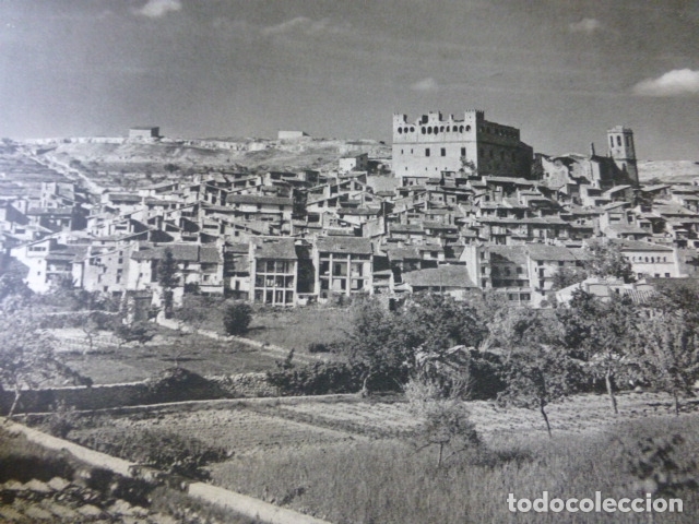 Coleccionismo: VALDERROBRES TERUEL VISTA ANTIGUA LAMINA HUECOGRABADO A&Ntilde;OS 50