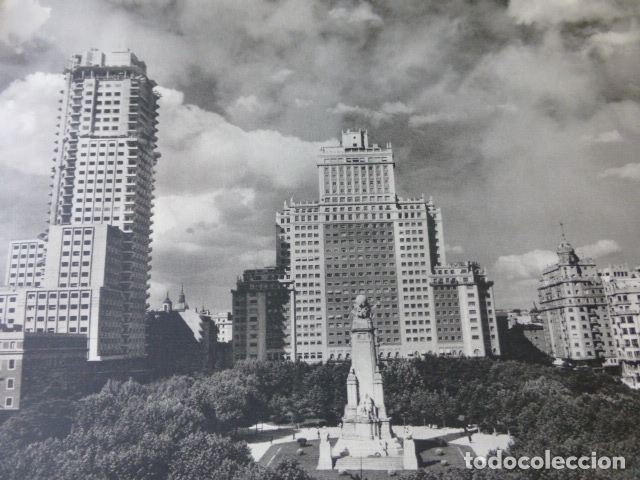 Coleccionismo: MADRID PLAZA DE ESPA&Ntilde;A ANTIGUA LAMINA HUECOGRABADO A&Ntilde;OS 50