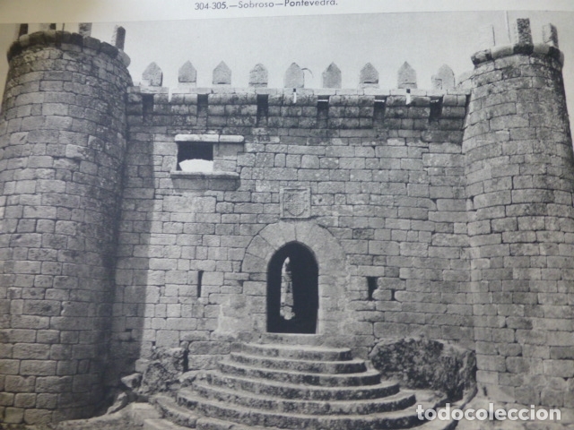 Coleccionismo: MONDARIZ SOBROSO PONTEVEDRA CASTILLO ANTIGUA LAMINA HUECOGRABADO A&Ntilde;OS 50