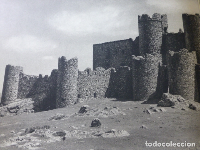 Collecting paper: SALVATIERRA BADAJOZ CASTILLO ANTIGUA LAMINA HUECOGRABADO A&Ntilde;OS 50