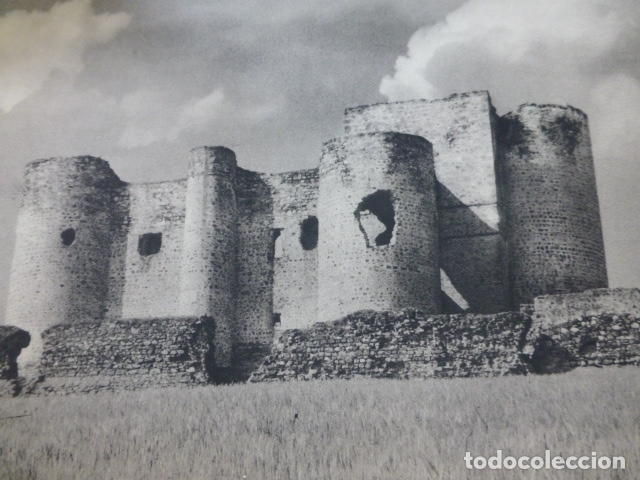 Collecting paper: VILLALBA BADAJOZ CASTILLO ANTIGUA LAMINA HUECOGRABADO A&Ntilde;OS 50
