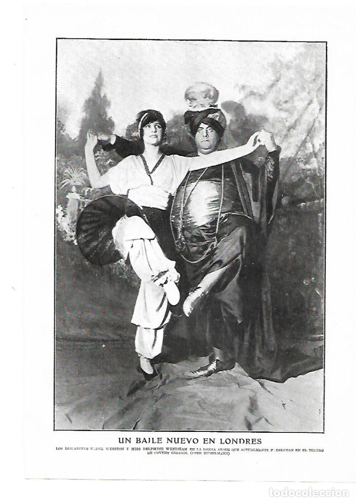 Colecionismo: A&Ntilde;O 1913 RECORTE PRENSA NUEVO BAILE LONDRES BRUCE WINSTON DELPHINE WYNDHAM DANZA ARABE COVENT GARDEN