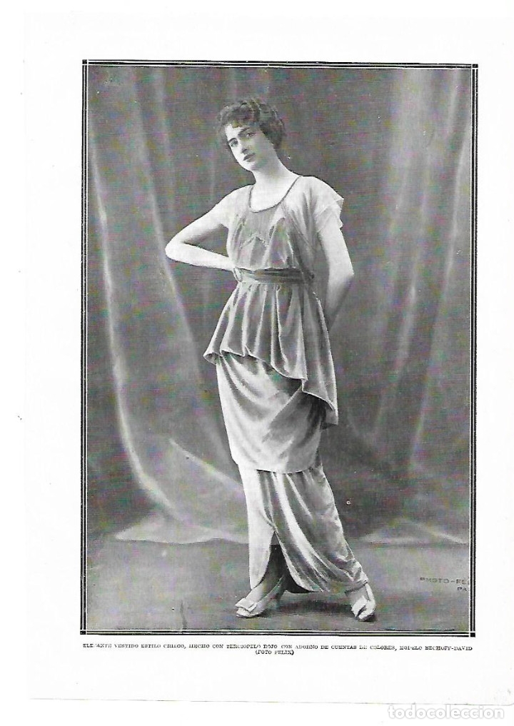 Coleccionismo: A&Ntilde;O 1913 RECORTE PRENSA MODA FEMENINA ELEGANTE VESTIDO TERCIOPELO MODELO BECHOFF DAVID