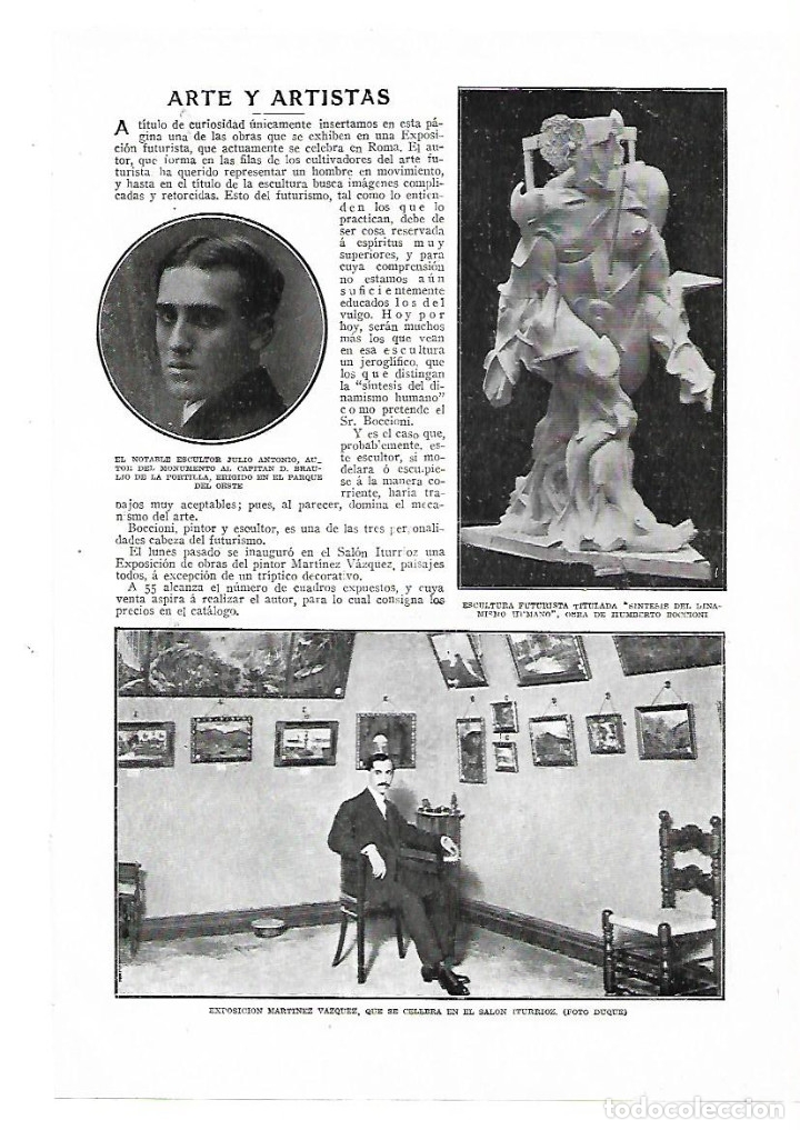 Coleccionismo: A&Ntilde;O 1913 RECORTE PRENSA PINTURA EXPOSICION CUADROS OBRA PINTOR MARTINEZ VAZQUEZ SALON ITURRIOZ