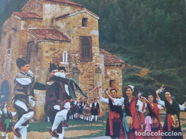 Coleccionismo: OVIEDO ASTURIAS BAILES ASTURIANOS ANTIGUA LAMINA A&Ntilde;OS 60