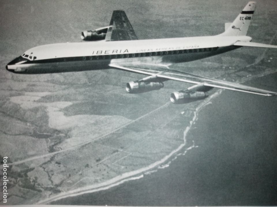 Colecionismo: AVION DE IBERIA EN VUELO ANTIGUA LAMINA A&Ntilde;OS 60