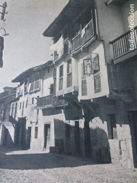 Sammelleidenschaft Papier: SANTILLANA DEL MAR CANTABRIA ASPECTO URBANO ANTIGUA LAMINA HUECOGRABADO A&Ntilde;OS 40