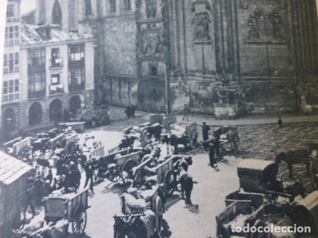 Sammelleidenschaft Papier: BURGOS MERCADO JUNTO A LA CATEDRAL ANTIGUA LAMINA HUECOGRABADO A&Ntilde;OS 40
