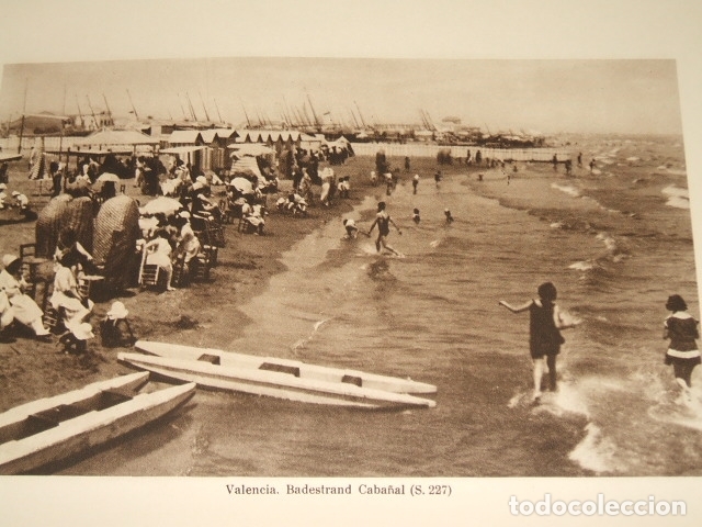 Collecting paper: VALENCIA PLAYA DEL CABA&Ntilde;AL ANTIGUA LAMINA HUECOGRABADO 1929