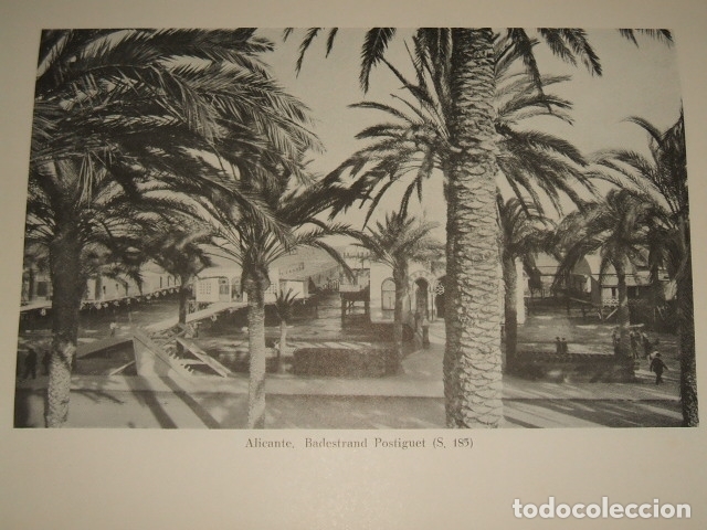 Coleccionismo: ALICANTE PLAYA DEL POSTIGUET ANTIGUA LAMINA HUECOGRABADO 1929