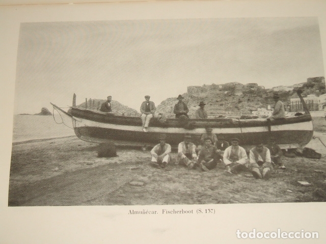 Coleccionismo: ALMU&Ntilde;ECAR GRANADA PESCADORES ANTIGUA LAMINA HUECOGRABADO 1929