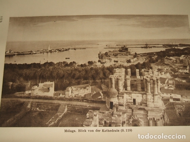 Collecting paper: MALAGA VISTA DESDE LA CATEDRAL ANTIGUA LAMINA HUECOGRABADO 1929