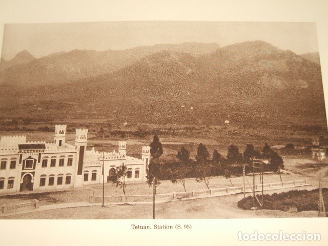 Coleccionismo: TETUAN MARRUECOS ESPA&Ntilde;OL ESTACION FERROCARRIL ANTIGUA LAMINA HUECOGRABADO 1929