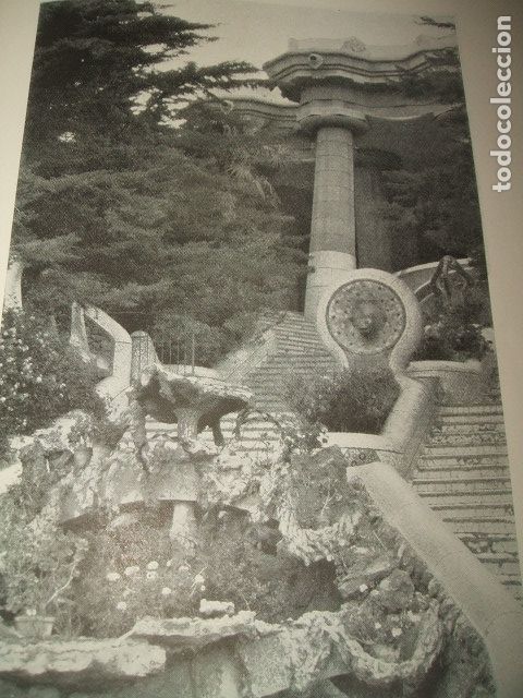Collecting paper: BARCELONA PARQUE G&Uuml;ELL ANTIGUA LAMINA HUECOGRABADO 1929