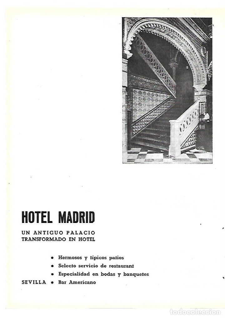 Collectionnisme: A&Ntilde;O 1954 RECORTE PRENSA PUBLICIDAD HOTEL MADRID DE SEVILLA ANTIGUO PALACIO TRANSFORMADO EN HOTEL