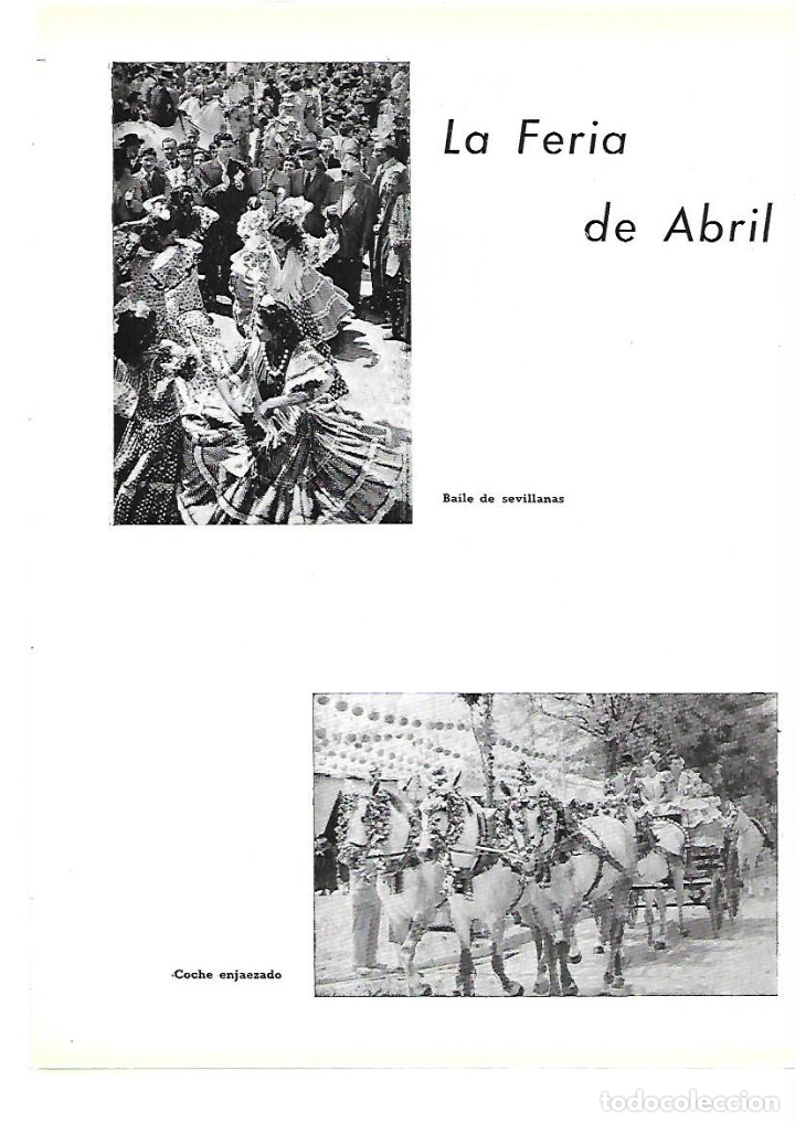 Collectionnisme: A&Ntilde;O 1954 RECORTE PRENSA SEVILLA LA FERIA DE ABRIL COCHE ENJAEZADO BAILE SEVILLANAS PAREJAS A GRUPA