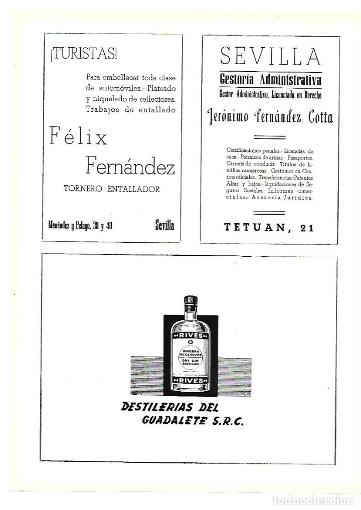 Collezionismo: A&Ntilde;O 1954 RECORTE PRENSA PUBLICIDAD ENTALLADO FELIX FERNANDEZ TORNERO ENTALLADOR SEVILLA
