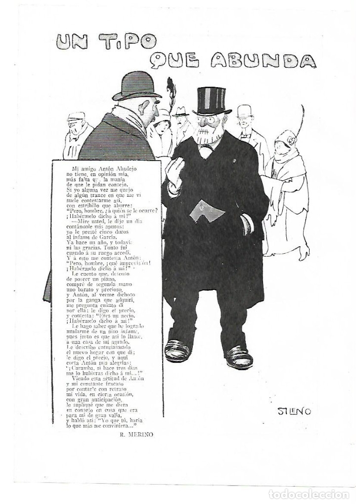 Collecting paper: A&Ntilde;O 1914 RECORTE PRENSA HUMOR POESIA UN TIPO QUE ABUNDA POR MERINO DIBUJO SILENO ILUSTRACION