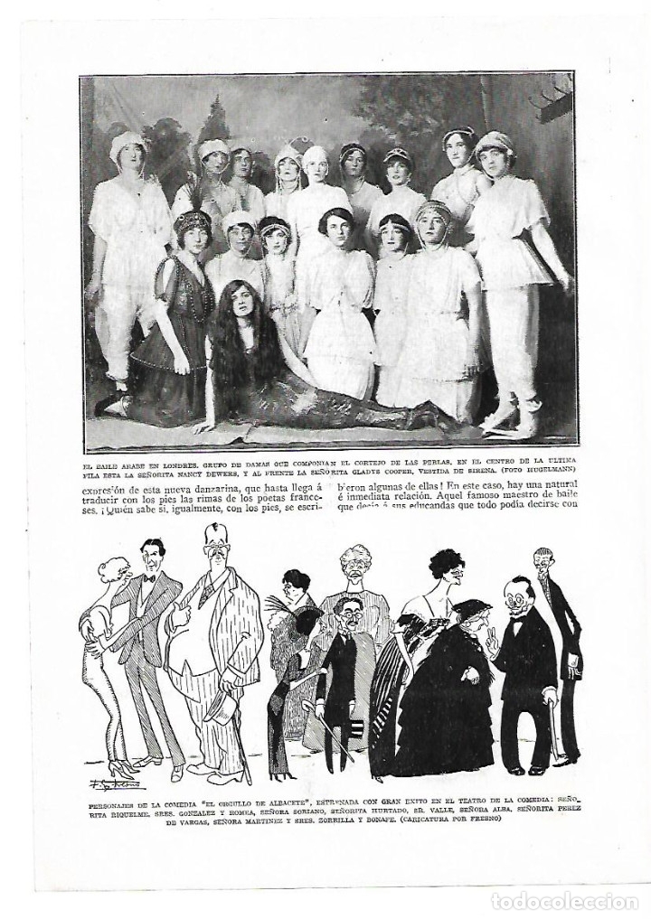 Collectionnisme: A&Ntilde;O 1914 RECORTE PRENSA CARICATURA PERSONAJES OBRA TEATRO EL ORGULLO DE ALBACETE POR FRESNO DIBUJO