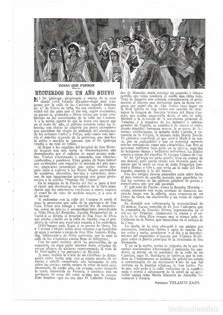 Collectionnisme: A&Ntilde;O 1914  RELATO CORTO RECUERDOS DE UN A&Ntilde;O NUEVO PROCESION ANTONIO VELASCO ZAZO DIBUJO ESPI