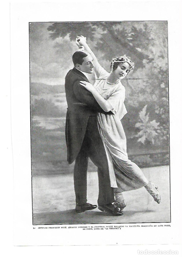 Sammelleidenschaft Papier: A&Ntilde;O 1914 RECORTE PRENSA FOTOGRAFIA ARLETTE DORGERE PROFESOR DUQUE BAILE MACHICHA BRASILE&Ntilde;A LUNA PARK