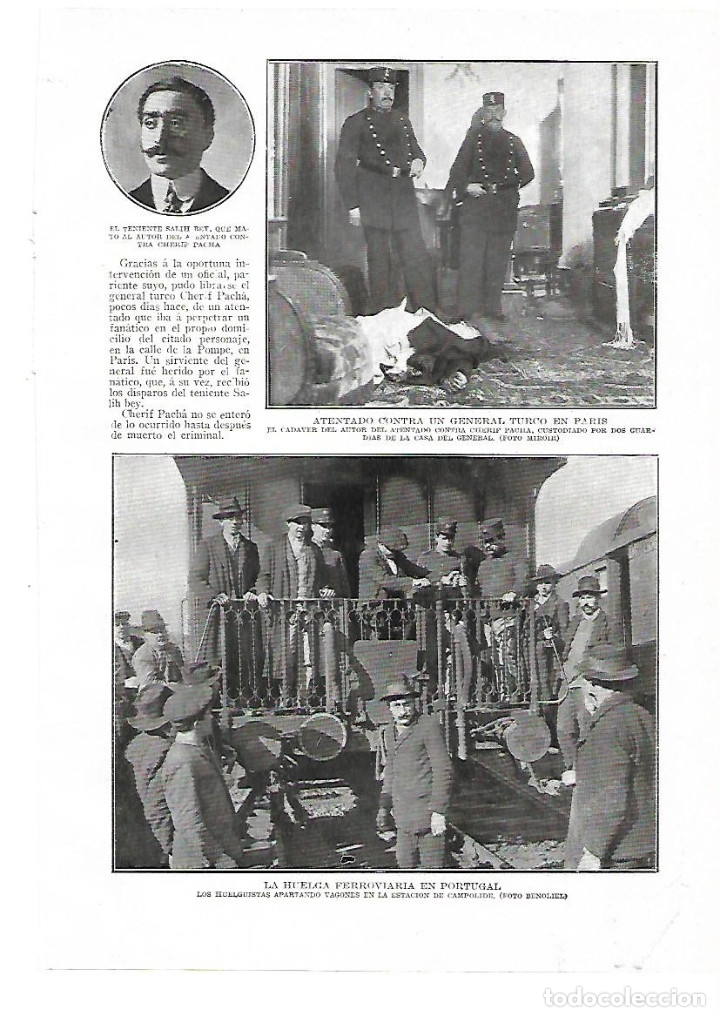 Collecting paper: A&Ntilde;O 1914 RECORTE PRENSA PORTUGAL HUELGA FERROVIARIA FERROCARRIL TREN ESTACION CAMPOLIDE