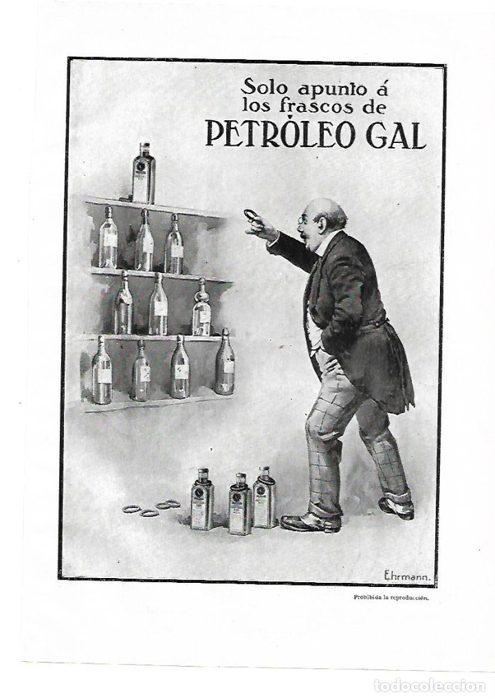 Coleccionismo: A&Ntilde;O 1914 RECORTE PRENSA PUBLICIDAD PETROLEO GAL PARA EL CABELLO