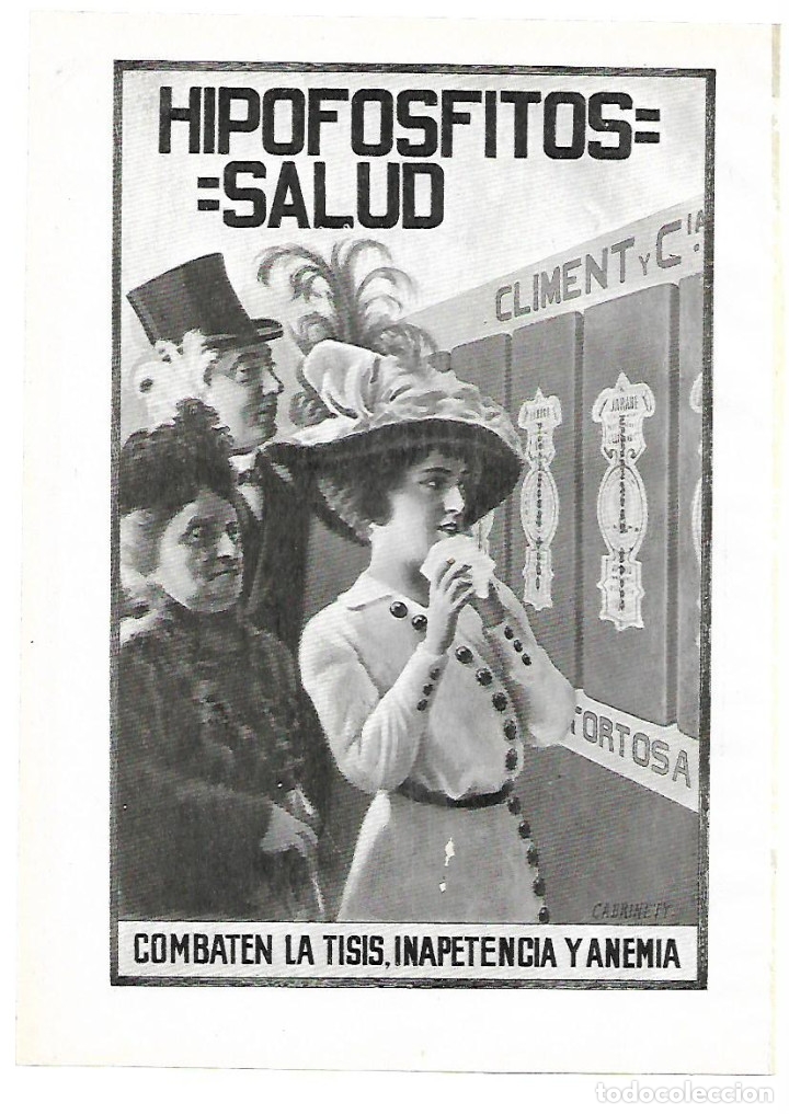 Collecting paper: A&Ntilde;O 1914 RECORTE PRENSA PUBLICIDAD HIPOFOSFITOS SALUD LABORATORIO CLIMENT TORTOSA TISIS ANEMIA