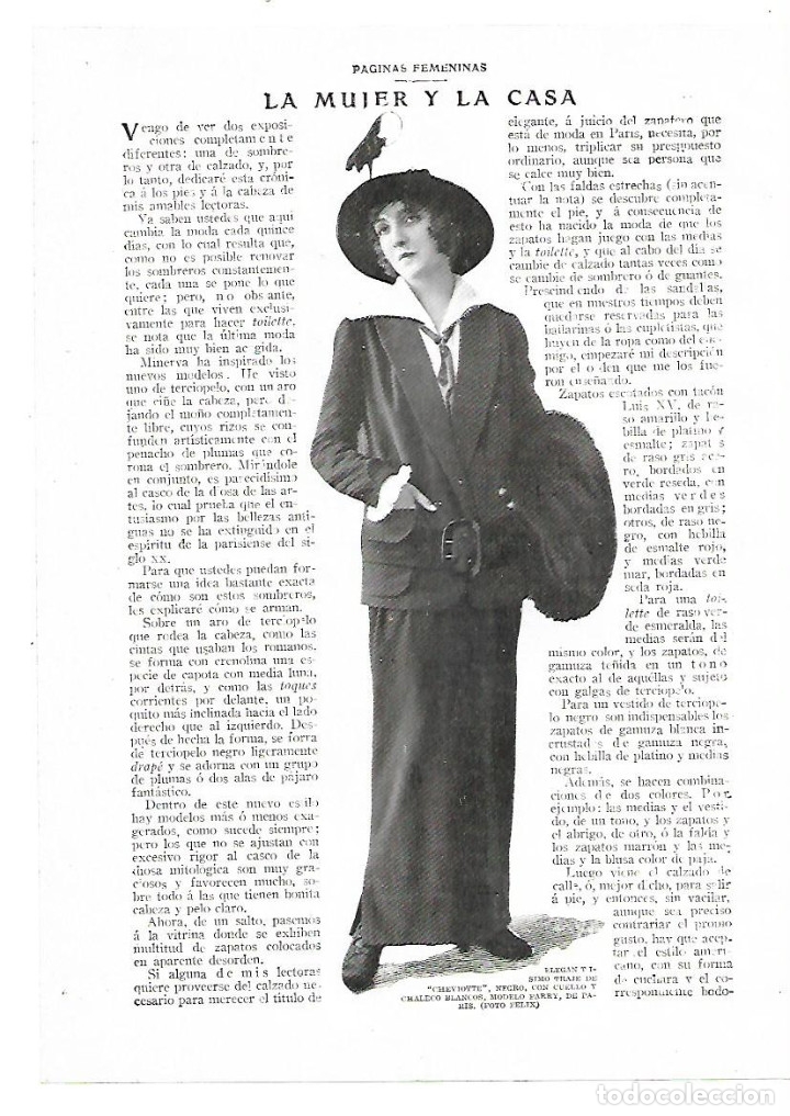 Coleccionismo: A&Ntilde;O 1914 RECORTE PRENSA MODA FEMENINA ELEGANTE TRAJE CHEVIOTTE MODELO PARRY DE PARIS