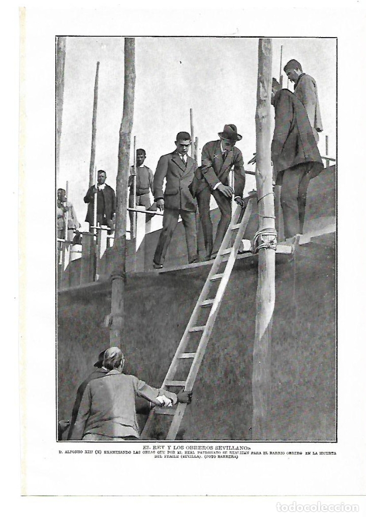 Coleccionismo: A&Ntilde;O 1914 RECORTE PRENSA SEVILLA VISITA DEL REY ALFONSO XIII OBRAS BARRIO OBRERO HUERTA DEL FRAILE