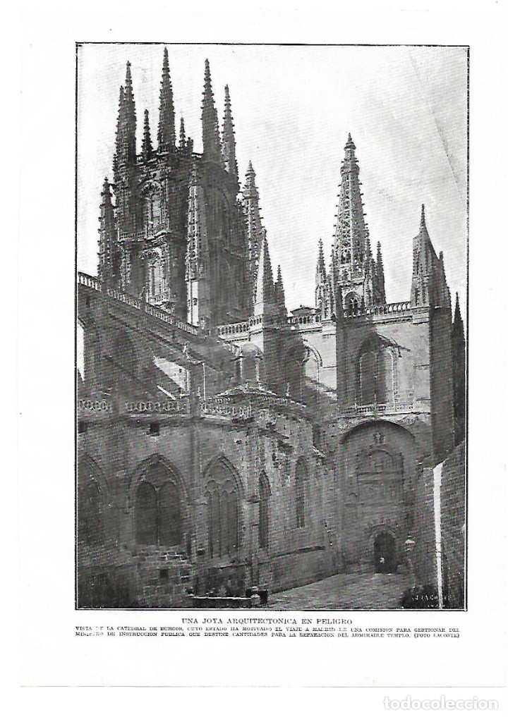 Collezionismo: A&Ntilde;O 1914 RECORTE PERNSA CATEDRAL DE BURGOS JOYA ARQUITECTONICA EN PELIGRO ESTUDIO RESTAURACION