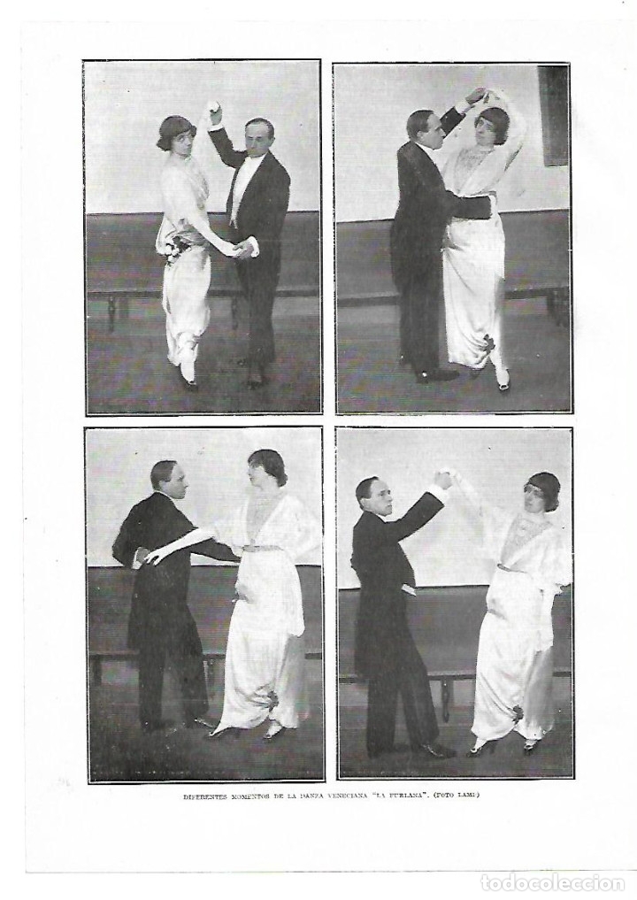 Collecting paper: A&Ntilde;O 1914 RECORTE PRENSA PASOS DE BAILE DANZA VENECIANA LA FURLANA FORLANE