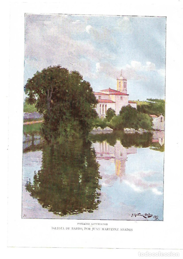 Coleccionismo: A&Ntilde;O 1914 RECORTE PRENSA PINTURA LAMINA REPRODUCCION ASTURIAS IGLESIA DE BARRO JUAN MARTINEZ ABADES