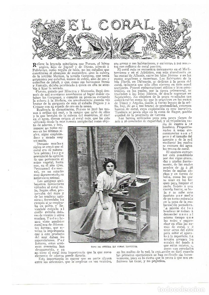 Collecting paper: A&Ntilde;O 1914 RECORTE PRENSA EL CORAL FABRICA OBRERA LIORNESA MANUFACTURA COLLAR LIORNA ITALIA