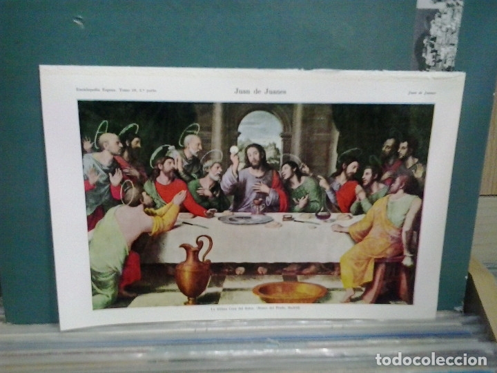 Coleccionismo: LMV - L&aacute;mina, Juan de Juanes, la &uacute;ltima cena del se&ntilde;or, Museo del Prado, 16x24 cm aprox.