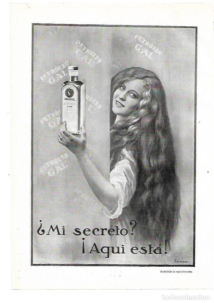 Sammelleidenschaft Papier: A&Ntilde;O 1914 RECORTE PRENSA PUBLICIDAD PETROLEO GAL PARA EL CABELLO