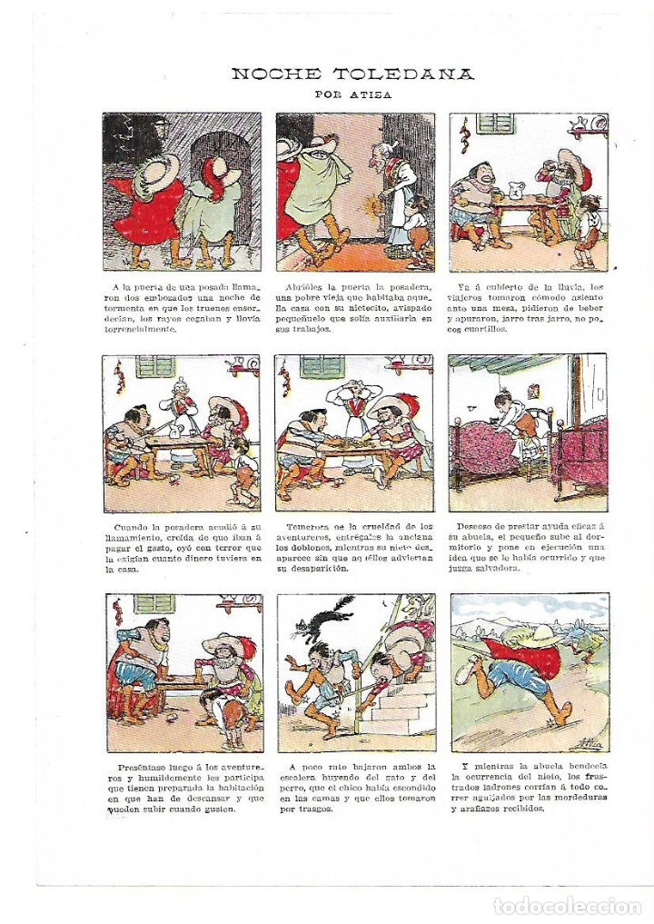 Collectionnisme: A&Ntilde;O 1914 RECORTE PRENSA HUMOR DIBUJO COMIC VI&Ntilde;ETAS NOCHE TOLEDANA POR ATIZA