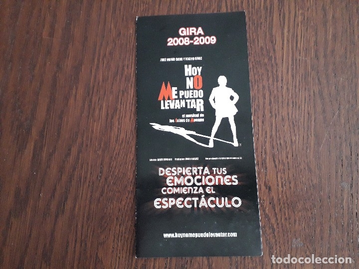 Coleccionismo: folleto publicitario gira 2008-2009 musical de Mecano, hoy no me puedo levantar