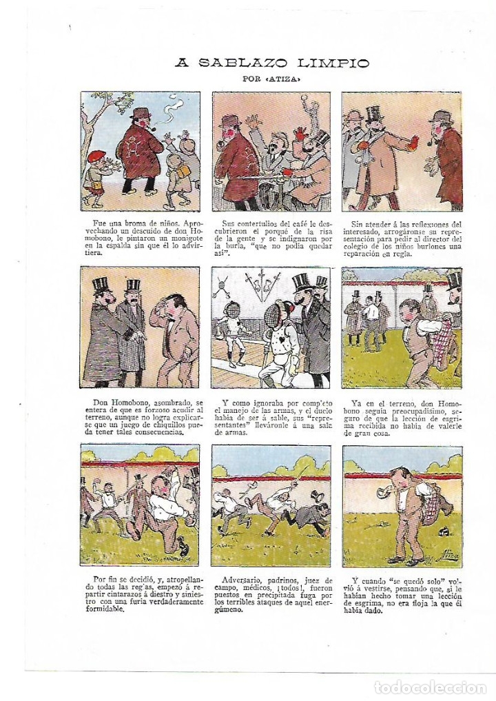 Sammelleidenschaft Papier: A&Ntilde;O 1914 RECORTE PRENSA HUMOR DIBUJO COMIC VI&Ntilde;ETAS A SABLAZO LIMPIO POR ATIZA