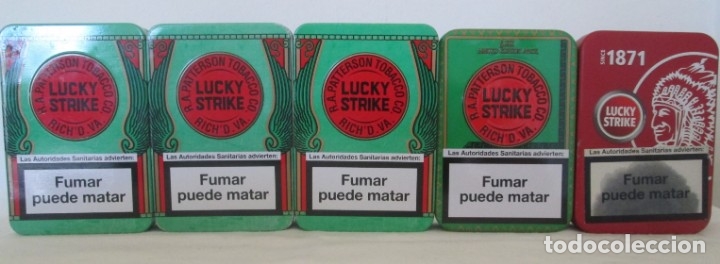 Coleccionismo: Cinco cajas de lata para cigarrillos Lucky Strike. Diferentes. - Foto 1 - 176027114